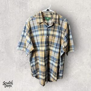 Hunt Club Men's XL/Tall Plaid Button-Down Shirt Casual Short Sleeve Comfortable